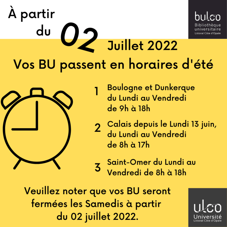 Horaires d’été et fermeture estivale 2022